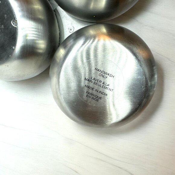 Condiment Trio Divided Serving Dish Silver Stainless Steel Modern Look - Picture 3 of 3